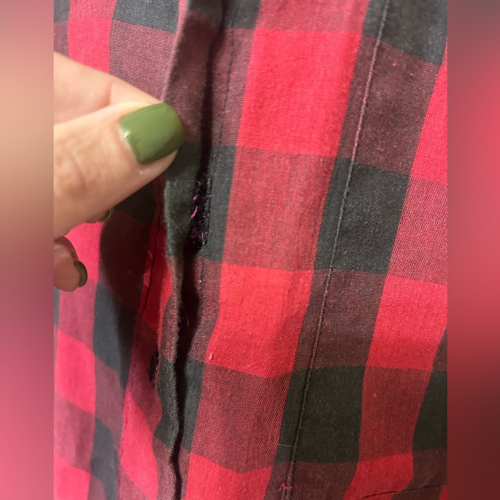 Vintage Amy Barr Red Plaid Long Sleeve Button Up Blouse Size 40 Large - Picture 3 of 4